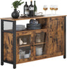 Stylish Sideboard with Adjustable Shelves, Rustic Brown and Ink Black Finish