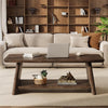 2-Tier Solid Wood Coffee Table, 47-Inch Farmhouse Center Table for Living Room