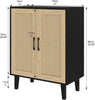 Wooden Storage Cabinet with Rattan Decorating Buffet Sideboard Accent Cabinet