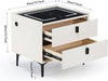 LED Bedside Table with 2 Drawers Cabinet Charging Station Nightstand Storage NEW
