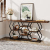 180CM Console Sofa Table with 6 Storage Shelves, Industrial Entryway Couch Table