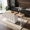Extendable Kitchen Island on Wheels Rolling Storage Trolley w/ 2 Drawers 4 Doors