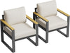 2Pcs Aluminum Patio Armchairs Set Thick Cushion Outdoor Garden Sofa Chairs