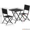 3 Piece Rattan Bistro Dining Set Outdoor Garden Balcony Folding Table Chair
