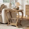 Modern Side End Table, 2-Tier Rustic Wooden Besides Sofa Table for Small Spaces