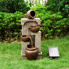Garden Water Feature Outdoor Solar Powered LED Fountain Cascading Bowls Teamson