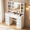 Dressing Table w/ Power Outlet 9 Drawer 10x Magnifying Mirror & Led Slide Mirror