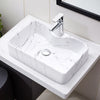Modern Ceramic Vanity Wash Basin Countertop White Marble Effect Bath Cloakroom