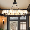 Vintage Round Crystal Chandelier Industrial Ceiling Chandelier Flush Mount Light