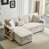 Corner Sofa Bed 3 Seater Sofa with Storage & Bed Function for Small Space, Beige