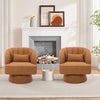 360° Swivel Accent Chair Upholstered Barrel Chair w/Striped Backrest Living Room