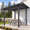 2.4x3.6m Metal Lean-to Gazebo Wall Mounted Iron Hardtop Pergola Heavy Duty