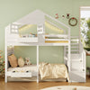 Wooden Bunk Beds for Kids with Stairs Wooden House Loft Bed Cabin Bed 3ft Sinlge