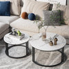 Coffee Table Set of 2 Nesting Accent TablesWhite Marble Top Stacking Side Desk