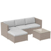 Rattan Garden Furniture Set Corner Sofa Lounger Outdoor Patio Table Chairs Kahki