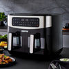 Double Basket Air Fryer Oven Digital Cooker 9L Timer Oil Free Frying 2600W Black