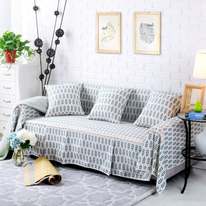 1 2 3 4 Seater Cotton Blend Chair Sofa Cover Couch Printed Slipcover Protector - Quildinc