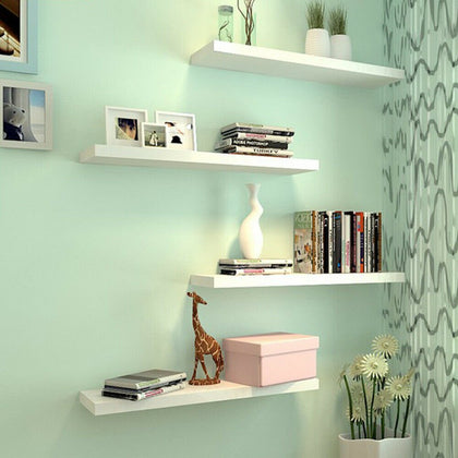 1 2 3 Floating Shelf Wooden Wall Mount Shelves Display Unit MDF Bookcase Storage - Quildinc