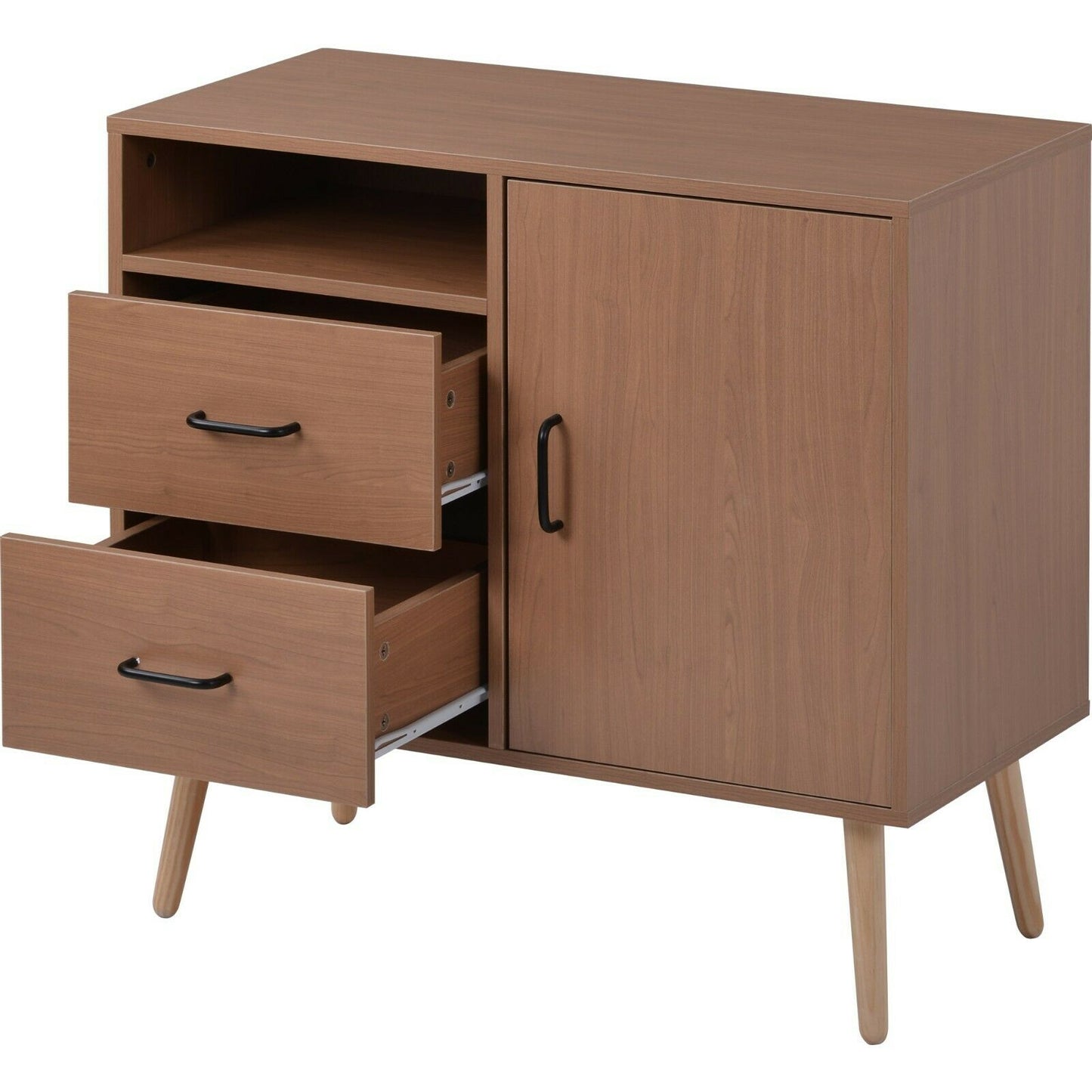 1 Door 2 Drawer Sideboard Storage Cabinet Cupboard Chest For Entryway Hallway - Quildinc