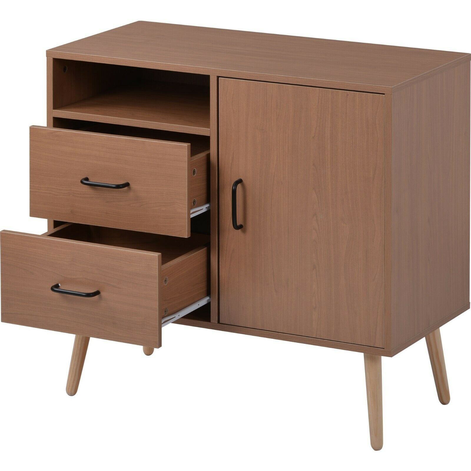 1 Door 2 Drawer Sideboard Storage Cabinet Cupboard Chest For Entryway Hallway - Quildinc