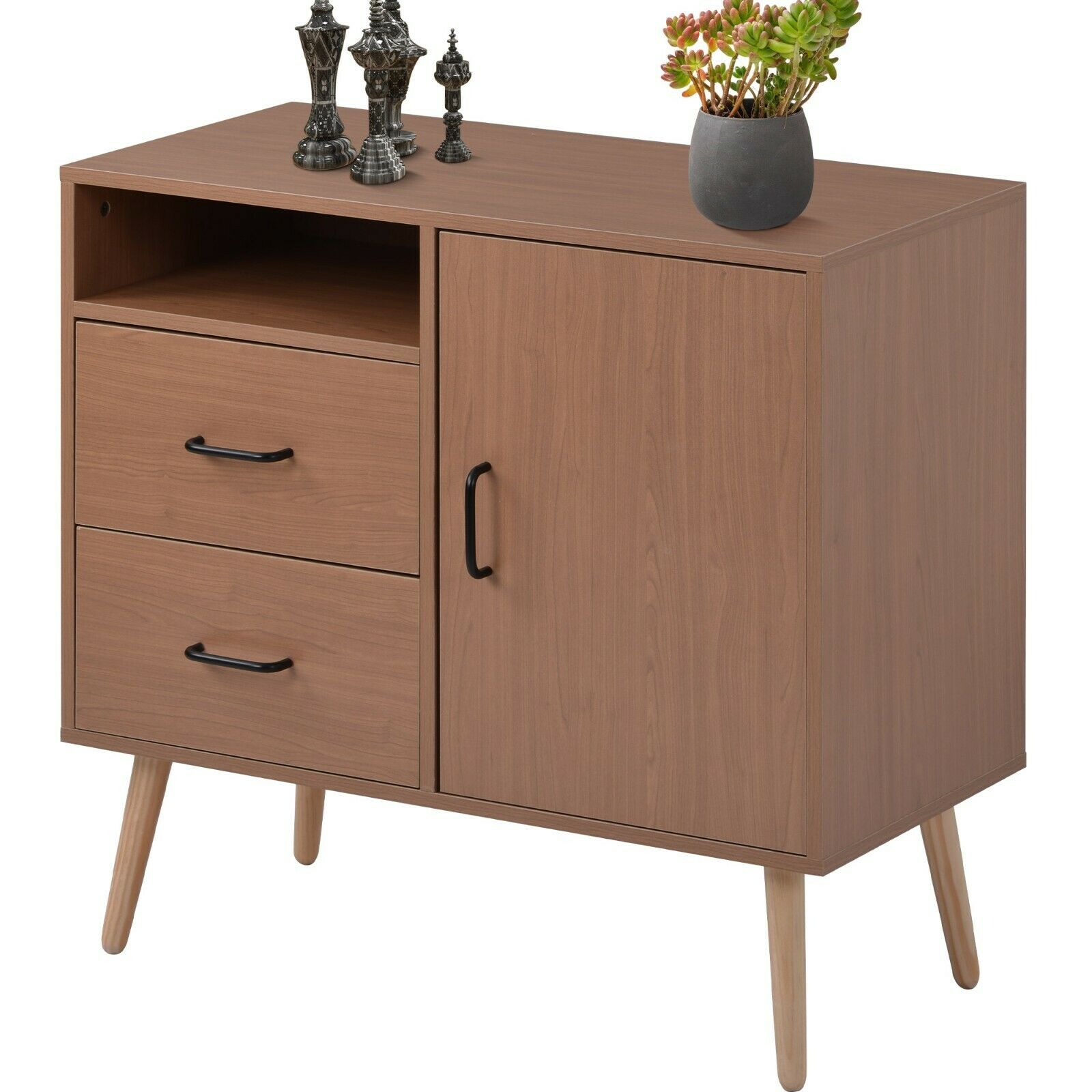 1 Door 2 Drawer Sideboard Storage Cabinet Cupboard Chest For Entryway Hallway - Quildinc