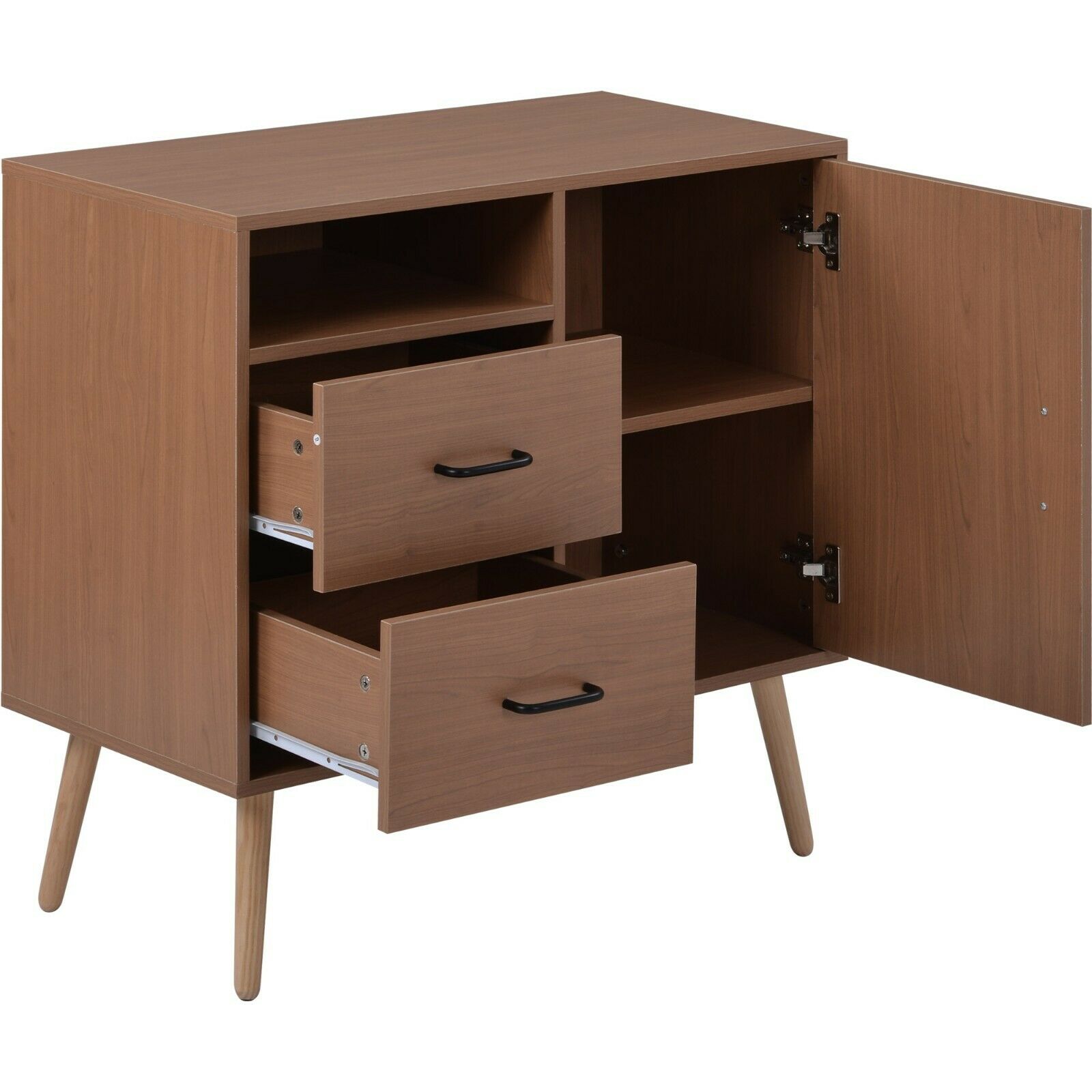 1 Door 2 Drawer Sideboard Storage Cabinet Cupboard Chest For Entryway Hallway - Quildinc
