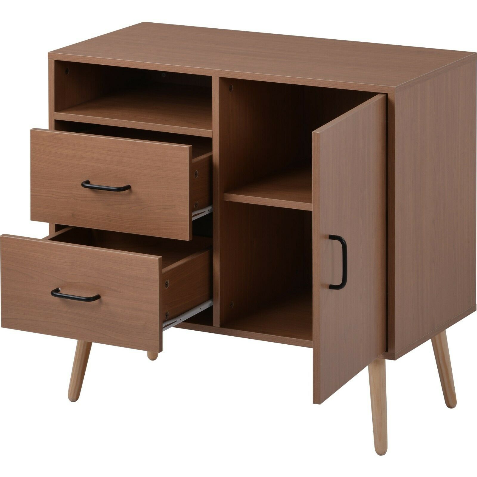 1 Door 2 Drawer Sideboard Storage Cabinet Cupboard Chest For Entryway Hallway - Quildinc