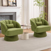 360° Swivel Accent Chair Upholstered Barrel Chair w/Striped Backrest Living Room