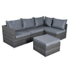 6 Seater Rattan Garden Corner Sofa Set Outdoor Furniture Grey Thick Cushions