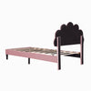 UPHOLSTERED 3TF SINGLE BED FRAME WITH HEADBOARD, SOLID WOOD SLAT, VELVET, PINK