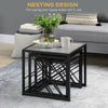Set of 3 Nesting Coffee Tables Square Side Tables with Metal Frame, Grey