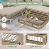 Modular Outdoor Sofa Set w/ Glass Table, Rope-Woven, Garden Patio Furniture Set