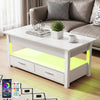 LED Lift Top Coffee Table With Drawers 4 in 1 White Convertible Centre Table