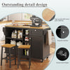 KITCHEN ISLAND ROLLING TROLLEY STORAGE CABINET WITH 2 DRAWERS AND CUPBOARD BLACK