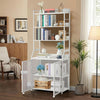 2in1 Bookshelf Desk with Storage Shelf Metal Bookcase Floor Standing Office Desk