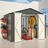 Garden Shed Apex Roof 8X6FT Metal With Free Foundation Base Storage House Anthra
