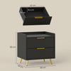 Bedside Table with 2 Drawers for Bedroom, Living Room, Black