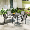 5 Piece Garden Furniture Set, Outdoor Dining Set w/ 4 Stackable Chairs Dark Grey