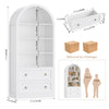 Arched Bookcase with Drawers Arch Display Cabinet Tall Bookshelf 79.5x36x177cm