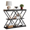 3-Tier Console Table with X-Shaped Metal Frame,Narrow Sofa Table with Shelves