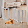 4 Panels Folding Pet Gate Freestanding Wooden Dog Fence Safety Barrier Divider