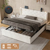 King Bed Storage Bed Frame w/ Diamond Tufted Headboard, USB-C Charging, Beige