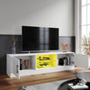 150cm White High Gloss TV Stand Cabinet TV Unit with LED Lights Storage Doors