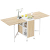Folding Table Computer Desk with Storage Shelves Oak, White Home Office