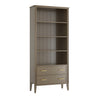 Dark Wood Tall Office Bookcase with 2 Drawers - Delilah DLH013