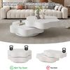 White Flower Shaped Coffee Table with 360° Rotating Top Living Room Furniture