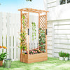 Raised Bed for Garden with Trellis, 110 x 44 x 181 cm, Natural