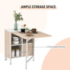 Folding Table Computer Desk with Storage Shelves Oak, White Home Office