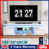 185cm High Gloss TV Stand Cabinet with Power Outlets & RGB LED Light & 2 Dmiqerl