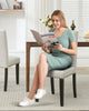 Set of 2 Modern Fabric Upholstered Dining Chairs, Curved Backrest+Solid Wood Leg
